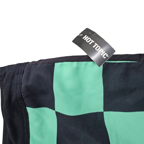 Hot Topic Swim Trunks Demon Slayer Mens Board Short XL Check Black Green NWT - Picture 7 of 10